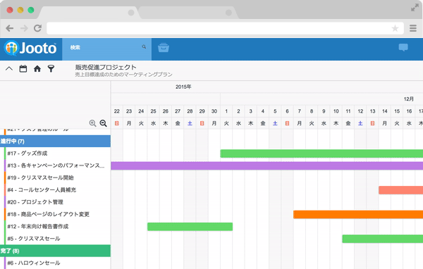 Jootoのガントチャート画像