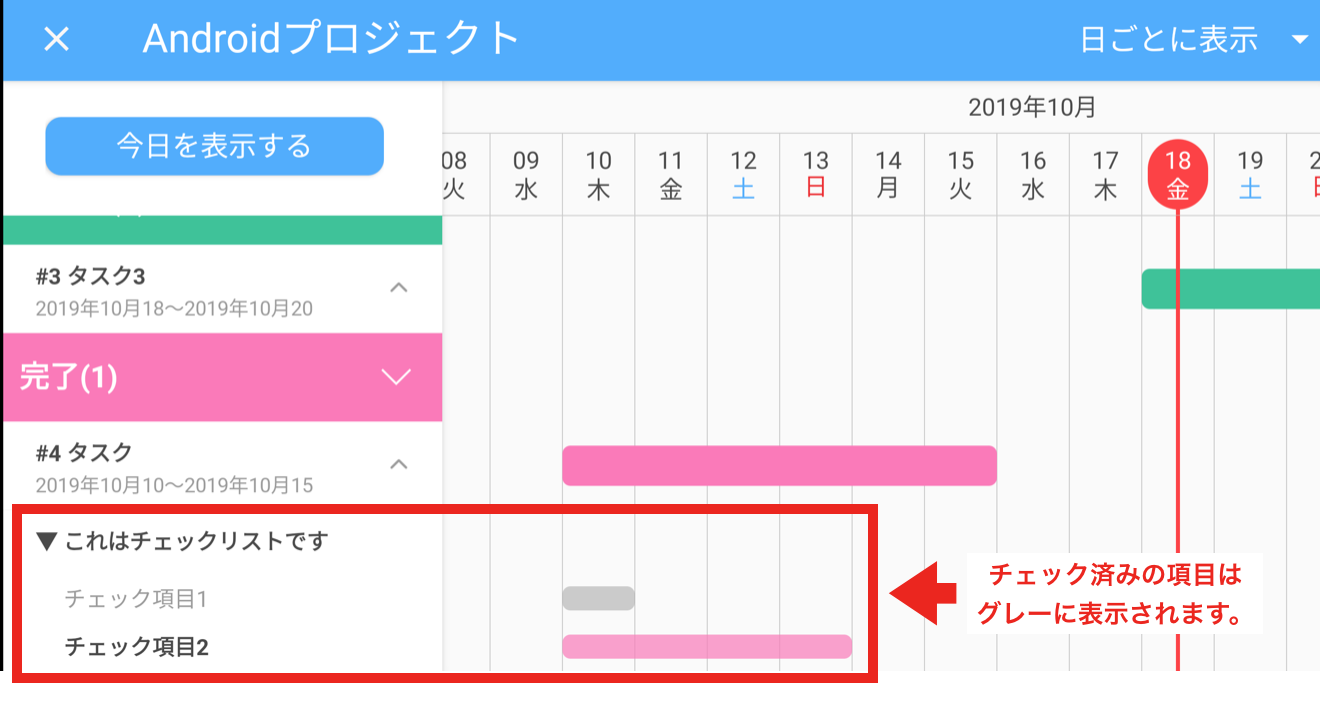 Jootoガンチャートチェックリスト画面