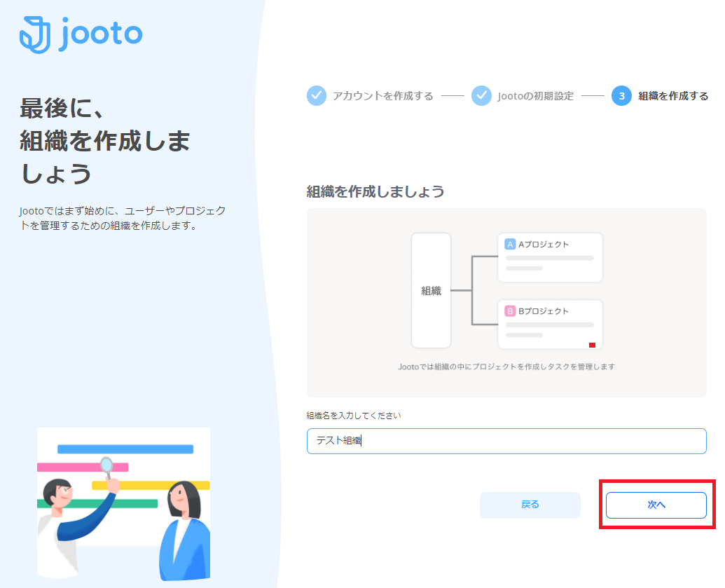 jooto組織作成画面