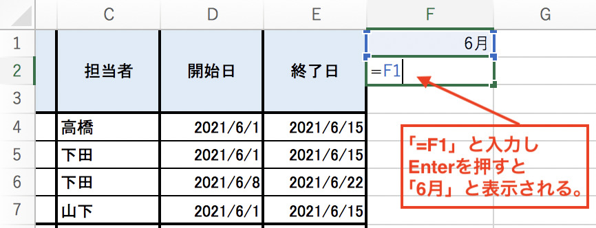 Excelでのガントチャートの作成手順３