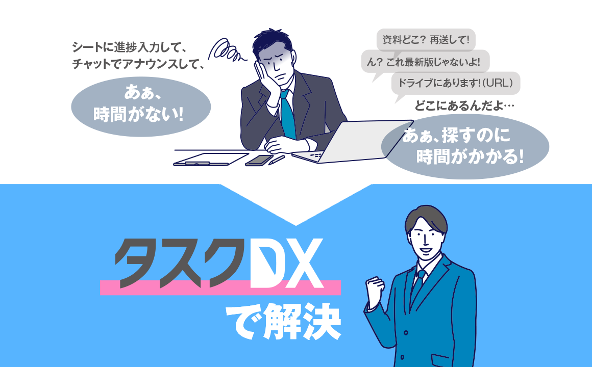 タスクDXでコミュニケーションコストの解決をガイドします。