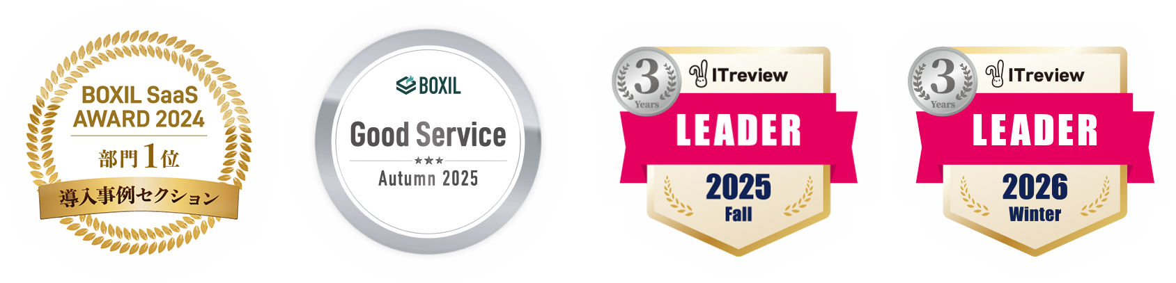 スマートキャンプ株式会社主催「BOXIL SaaS AWARD Autumn 2025」プロジェクト管理・工数管理部門で受賞
「ITreview Grid Award 2025 Fall / 2026 Winter 」プロジェクト管理部門・タスク管理/ToDo管理部門で受賞