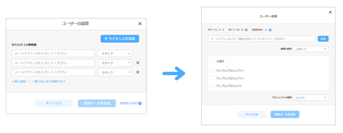 招待画面の表示形式変更